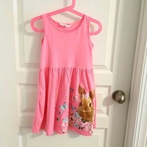 H&M girl pink bunny dress size 6-8y